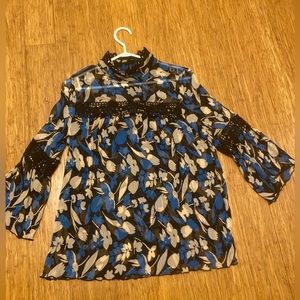 EUC Anna Sui mock neck Floral top